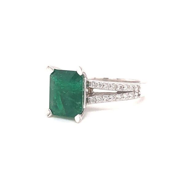 Diamond Emerald Platinum Ring 4.60 TCW Certified $7,950 920743 - Picture 4 of 8